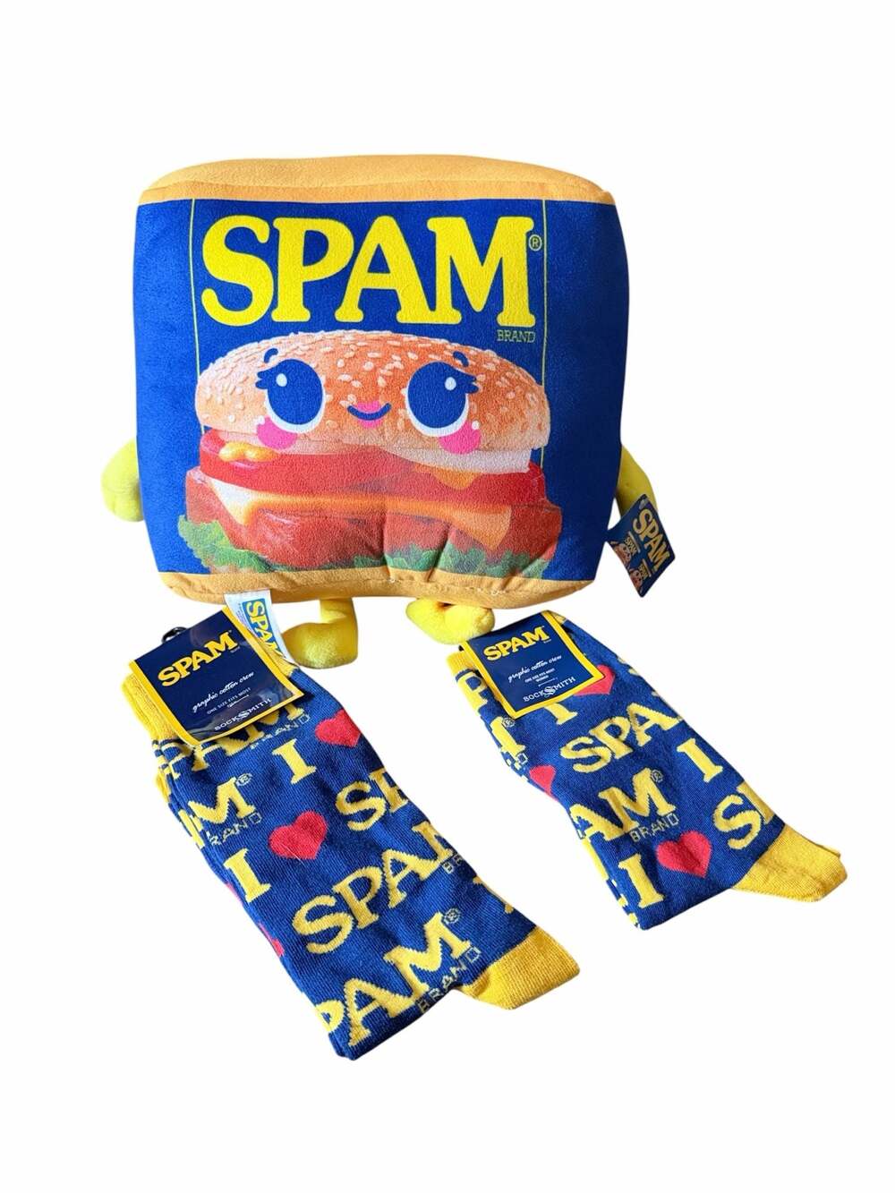 SPAM Brand I Love SPAM Graphic Cotton Crew Socks and Fiesta SPAM Boy Plush Toy B